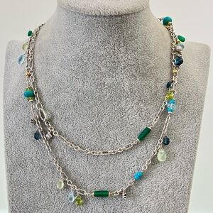 David Yurman 925 & 18k Gold Multi-Stone Bijoux Station Necklace 36.5"